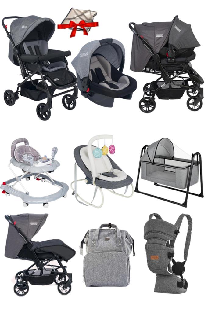 9 Parça Bebek Çeyiz Seti Bebek Arabası Puset Beşik Yürüteç Ana Kucağı Kanguru Bebek Bakım Çantası