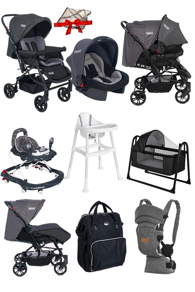 9 Parça Bebek Çeyiz Seti Bebek Arabası Puset Beşik Yürüteç Ana Kucağı Kanguru Bebek Bakım Çantası