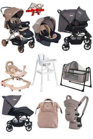 9 Parça Bebek Çeyiz Seti Bebek Arabası Puset Beşik Yürüteç Ana Kucağı Kanguru Bebek Bakım Çantası