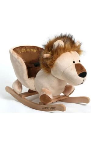 TommyBaby Egitici Peluş Sallanan At Ahsap Sallanan At ASLAN-KAHVE