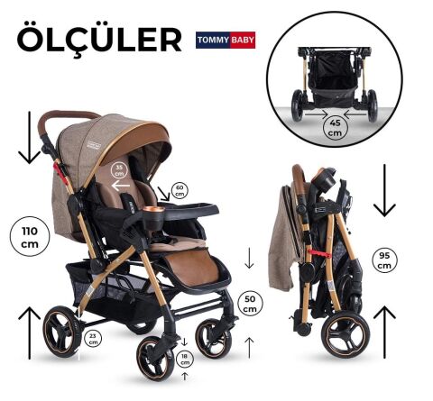 Tommybaby Tornado Plus Gold Alüminyum Lüx Çift Yön Bebek Arabası ANTRASİT