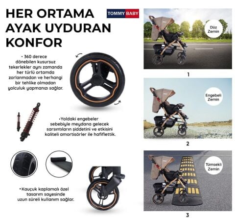Tommybaby Tornado Plus Gold Alüminyum Lüx Çift Yön Bebek Arabası