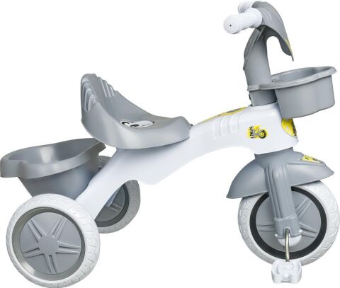 KİTTY Üç Tekerlekli Bisiklet Çocuk Bisikleti 3 Teker Bisiklet 1-3-5 Yaş Plastik Motor İlk Bisiklet Sepetli GRİ
