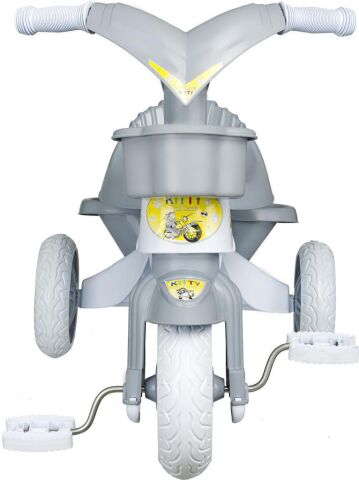 KİTTY Üç Tekerlekli Bisiklet Çocuk Bisikleti 3 Teker Bisiklet 1-3-5 Yaş Plastik Motor İlk Bisiklet Sepetli GRİ