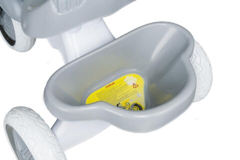 KİTTY Üç Tekerlekli Bisiklet Çocuk Bisikleti 3 Teker Bisiklet 1-3-5 Yaş Plastik Motor İlk Bisiklet Sepetli GRİ