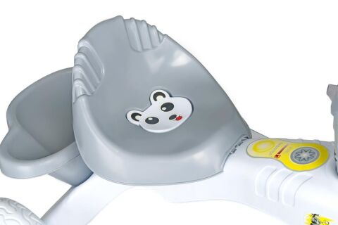 KİTTY Üç Tekerlekli Bisiklet Çocuk Bisikleti 3 Teker Bisiklet 1-3-5 Yaş Plastik Motor İlk Bisiklet Sepetli GRİ