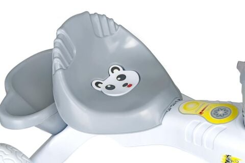 KİTTY Üç Tekerlekli Bisiklet Çocuk Bisikleti 3 Teker Bisiklet 1-3-5 Yaş Plastik Motor İlk Bisiklet Sepetli GRİ