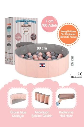 Katlanır Aktivite ve Top Havuzu, 100 Adet Toplu