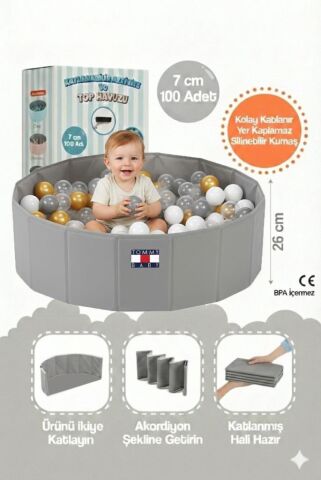 Katlanır Aktivite ve Top Havuzu, 100 Adet Toplu