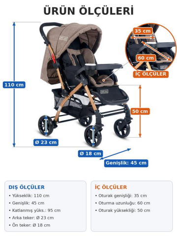 Tommybaby Eagle Gold Alüminyum Lüx Çift Yön Bebek Arabası BORDO