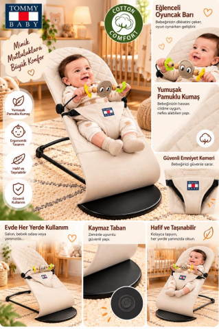Millenium Cotton Bebekler Için Üç Kademeli Kolay Taşınabilir Sallanan Oyuncaklı  Ana Kucağı