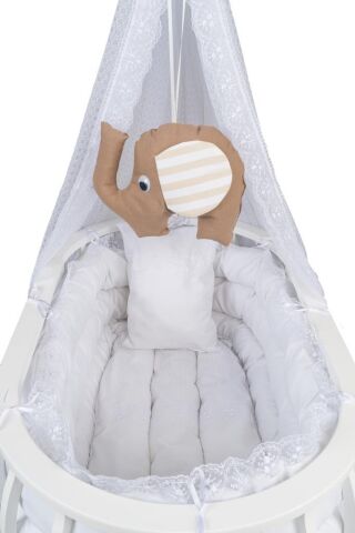 TommyBaby Sepet Beşik Ahşap Beşik Uyku Setli Doğal Ahşap Beşik bambu00 BEYAZ