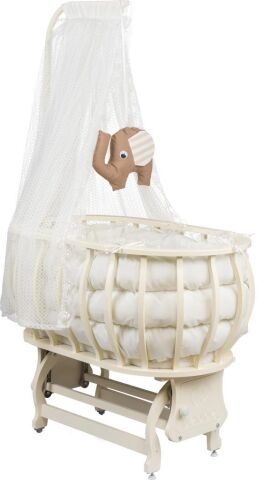TommyBaby Sepet Beşik Ahşap Beşik Uyku Setli Doğal Ahşap Beşik bambu00 KREM