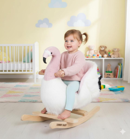TommyBaby Sallanan Oyuncak At, Sallanan Ahşap Flamingo, FİL  Sallanan Flamingo Sallanan FİL PEMBE