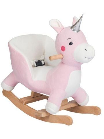 TommyBaby Egitici Peluş Sallanan At Ahsap Sallanan At PEMBE