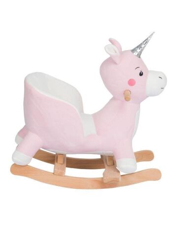 TommyBaby Egitici Peluş Sallanan At Ahsap Sallanan At PEMBE