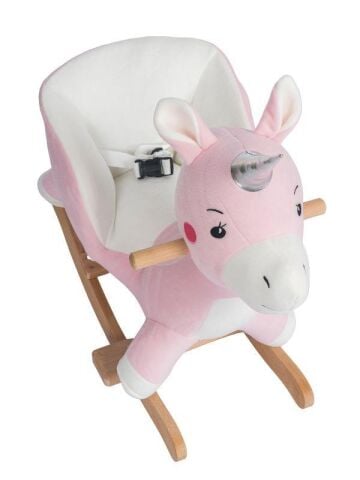 TommyBaby Egitici Peluş Sallanan At Ahsap Sallanan At PEMBE
