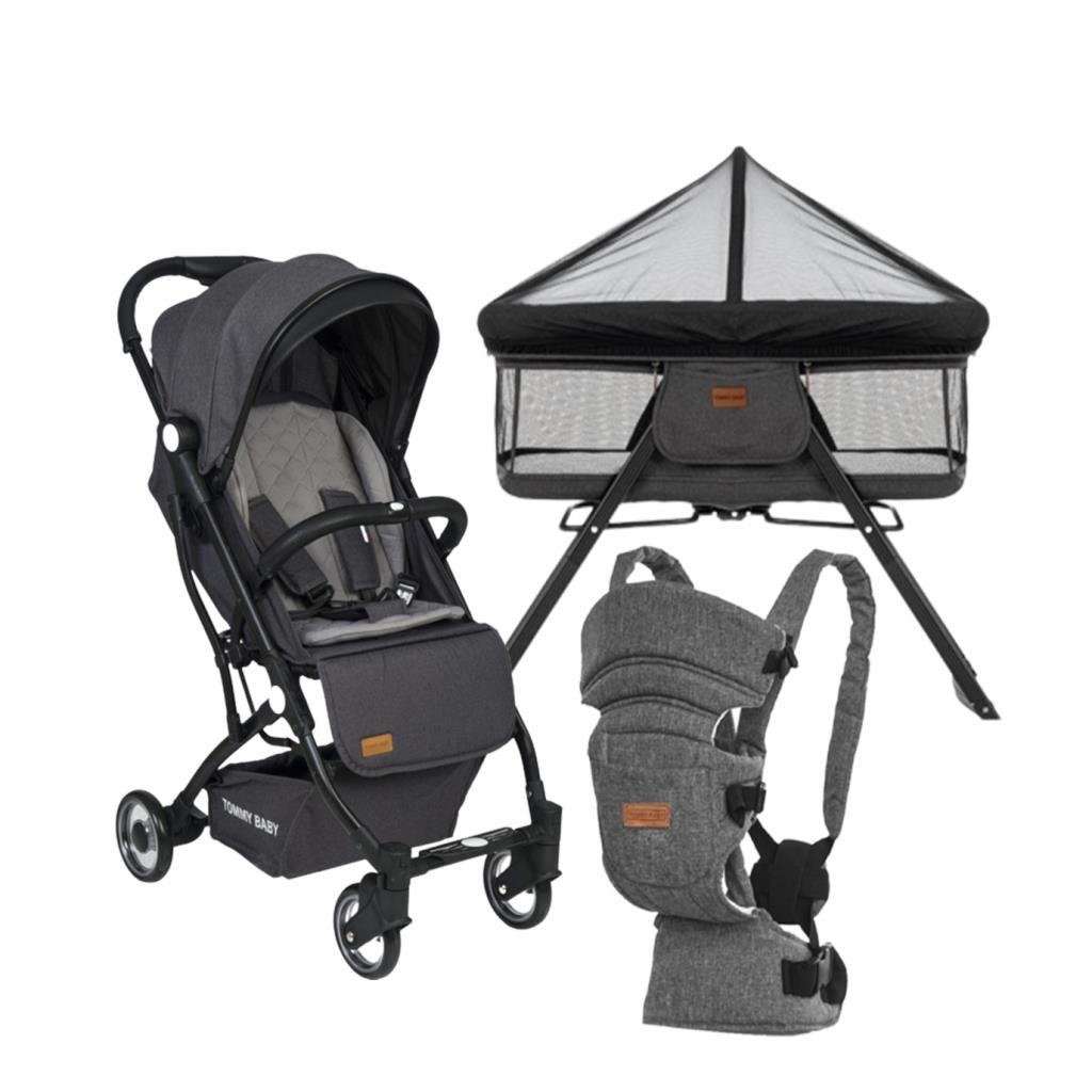 TommyBaby İnci 3 lü Set Kabin Bebek Arabası Katlanır Beşik Kanguru ANTRASİT