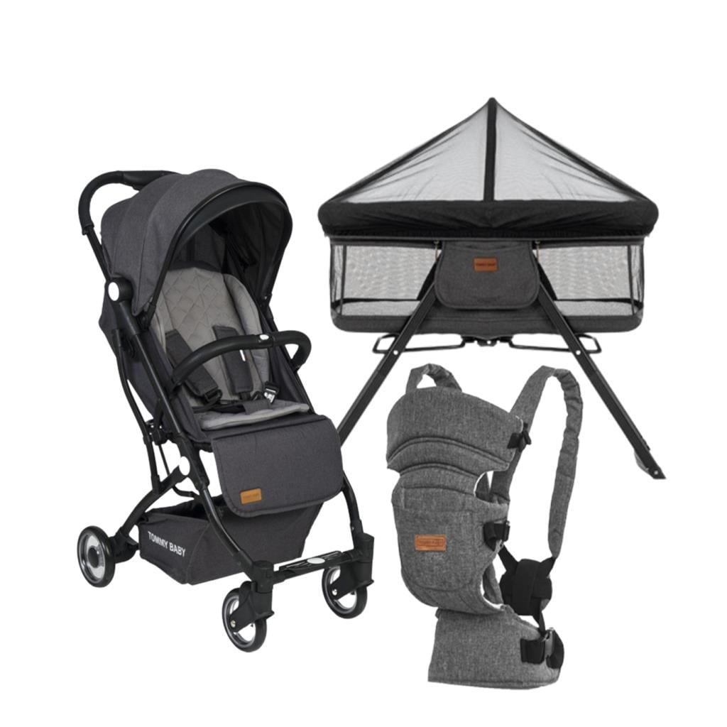 TommyBaby İnci 3 lü Set Kabin Bebek Arabası Katlanır Beşik Kanguru ANTRASİT