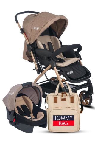 TommyBaby Cool Bebek Arabası Çİft Yönlü Bebek Aarabası Puset Çanta Bebek Çanta KAHVERENGİ