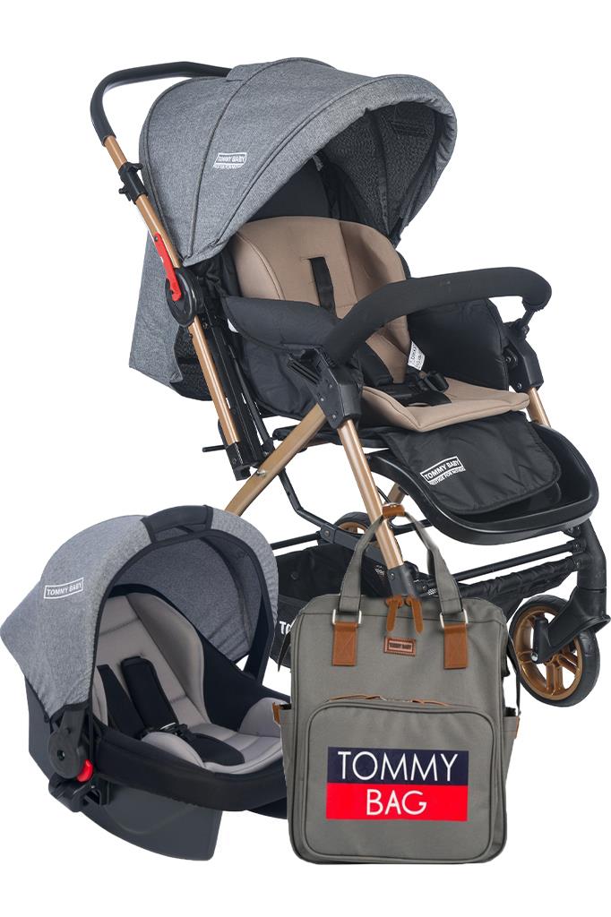 TommyBaby Cool Bebek Arabası Çİft Yönlü Bebek Aarabası Puset Çanta Bebek Çanta GRİ
