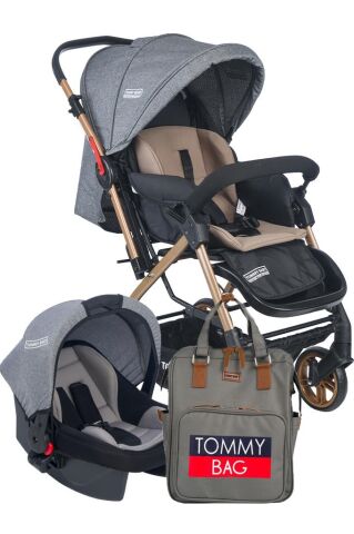 TommyBaby Cool Bebek Arabası Çİft Yönlü Bebek Aarabası Puset Çanta Bebek Çanta GRİ