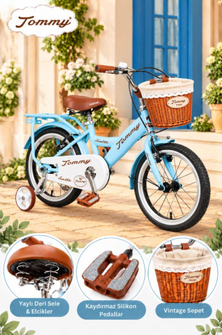 TommyBike Latte Sepetli, Elcikli 16 Jant Çocuk Bisikleti, 4-6 Yaş Çocuk Bisikleti