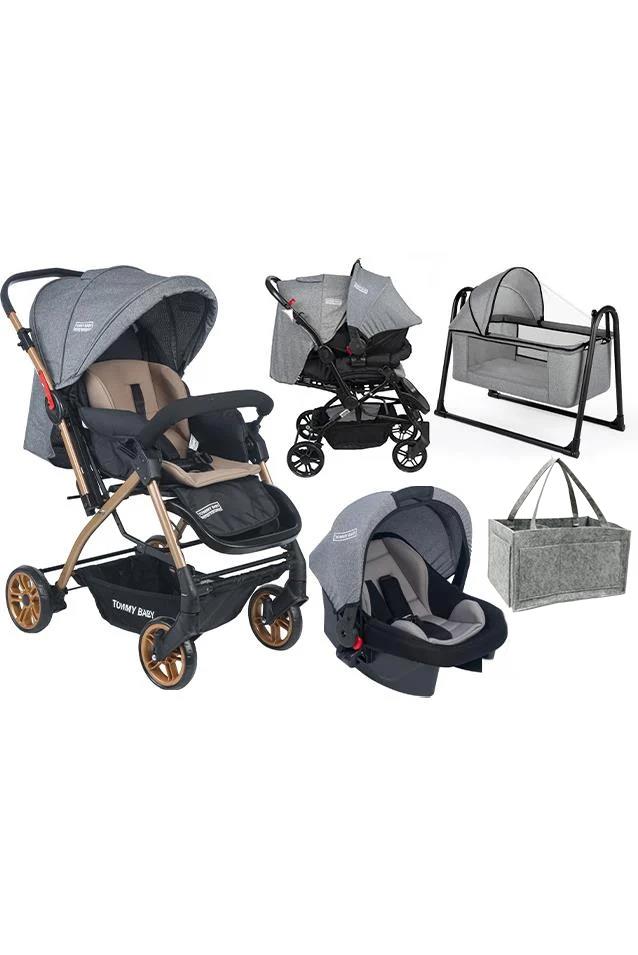 Tommybaby Cross Yenidoğan Seti Bebek Arabası Beşik Ana Kucağı GRİ