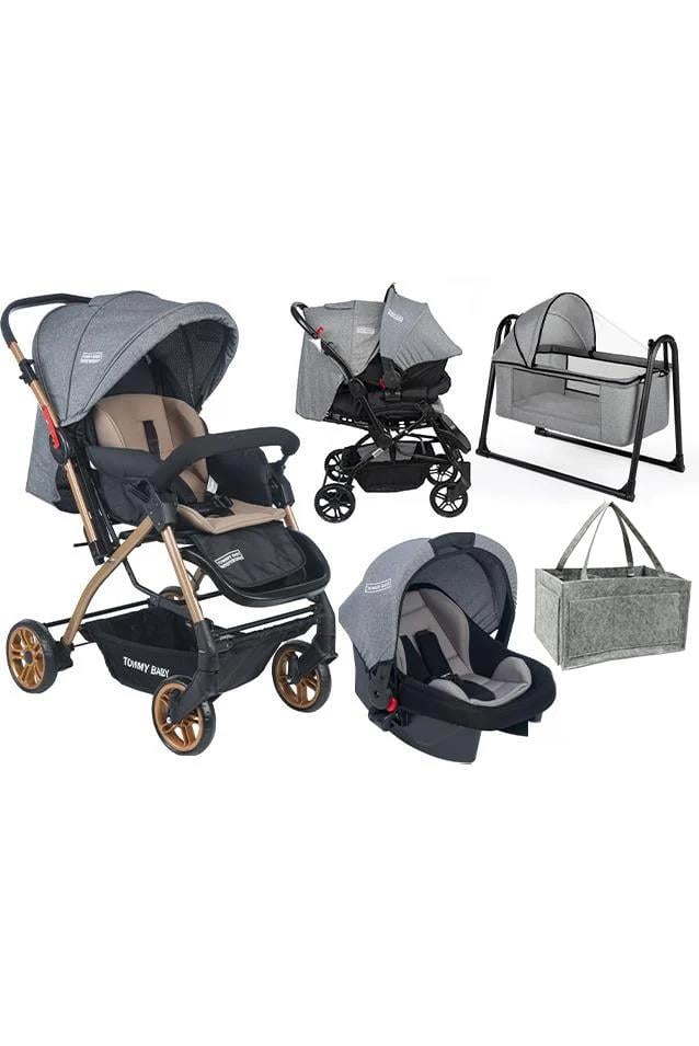Tommybaby Cross Yenidoğan Seti Bebek Arabası Beşik Ana Kucağı GRİ