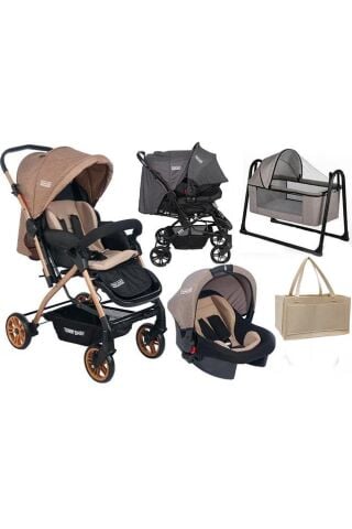 Tommybaby Cross Yenidoğan Seti Bebek Arabası Beşik Ana Kucağı KAHVERENGİ