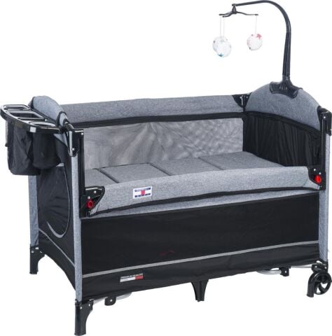 TommyBaby TEDY Anne Yanı Oyun Parkı Beşik 70x110 GRİ