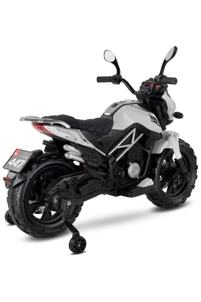 447 Motocross Akülü Motor Çocuk Motoru 12V Beyaz