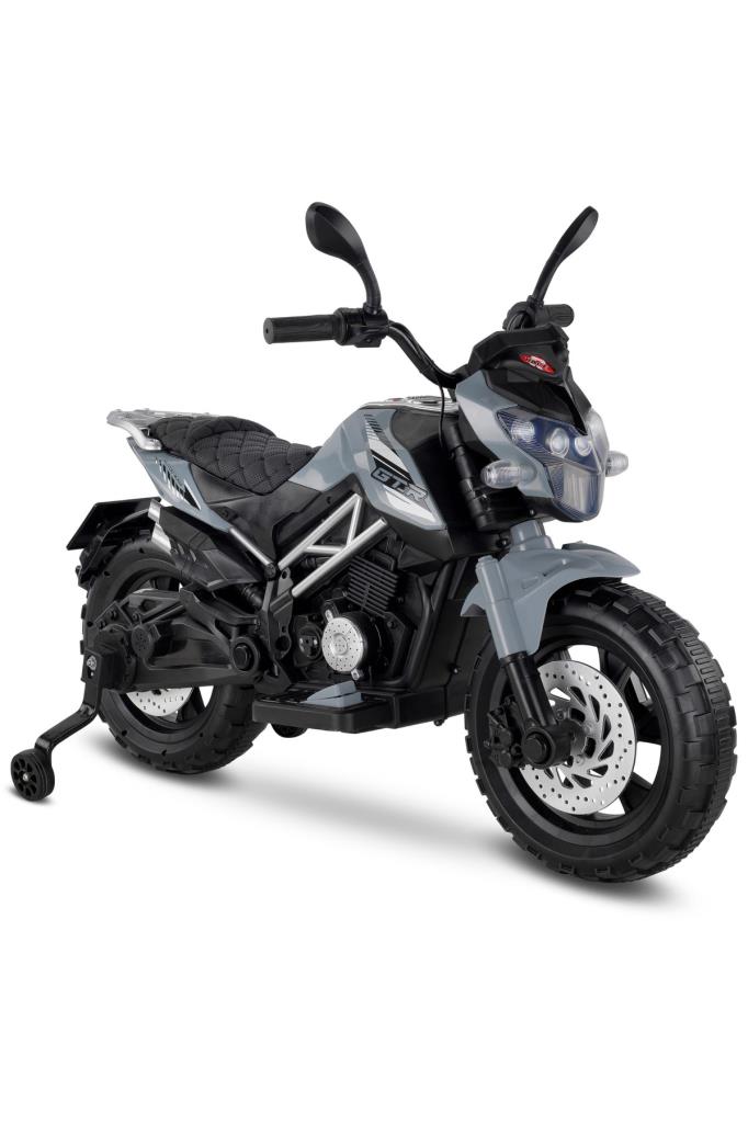 447 Motocross Akülü Motor Çocuk Motoru 12V Gri