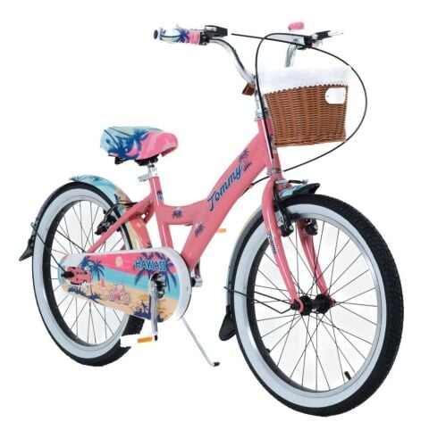 20 Jant Bisiklet Hawaii Hasır Sepetli, Deri Elcikli Çocuk Bisikleti, 6-9 Yaş Çocuk Bisikleti