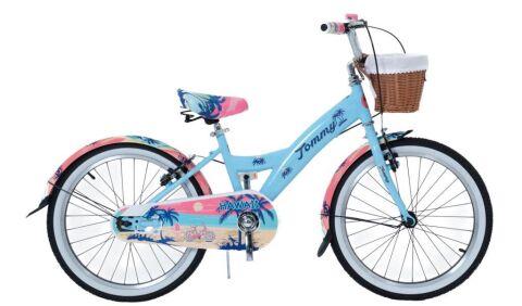 20 Jant Bisiklet Hawaii Hasır Sepetli, Deri Elcikli Çocuk Bisikleti, 6-9 Yaş Çocuk Bisikleti