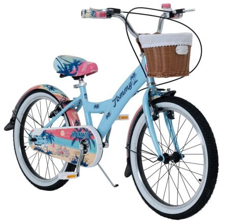 20 Jant Bisiklet Hawaii Hasır Sepetli, Deri Elcikli Çocuk Bisikleti, 6-9 Yaş Çocuk Bisikleti