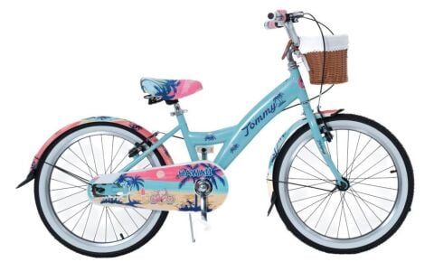 20 Jant Bisiklet Hawaii Hasır Sepetli, Deri Elcikli Çocuk Bisikleti, 6-9 Yaş Çocuk Bisikleti