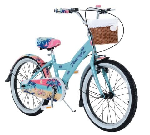 20 Jant Bisiklet Hawaii Hasır Sepetli, Deri Elcikli Çocuk Bisikleti, 6-9 Yaş Çocuk Bisikleti