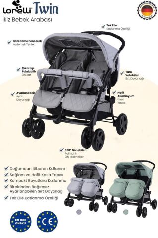 Twin Ikiz Bebek Arabasıı SİYAH