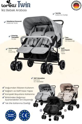 Twin Ikiz Bebek Arabasıı SİYAH