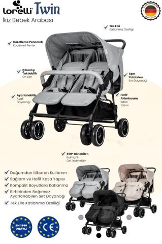 Twin Ikiz Bebek Arabasıı SİYAH