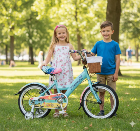16 Jant Bisiklet Hawaii Hasır Sepetli, Deri Elcikli Çocuk Bisikleti, 4-6 Yaş Çocuk Bisikleti