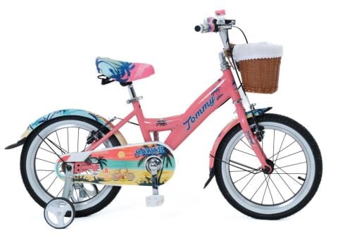 16 Jant Bisiklet Hawaii Hasır Sepetli, Deri Elcikli Çocuk Bisikleti, 4-6 Yaş Çocuk Bisikleti