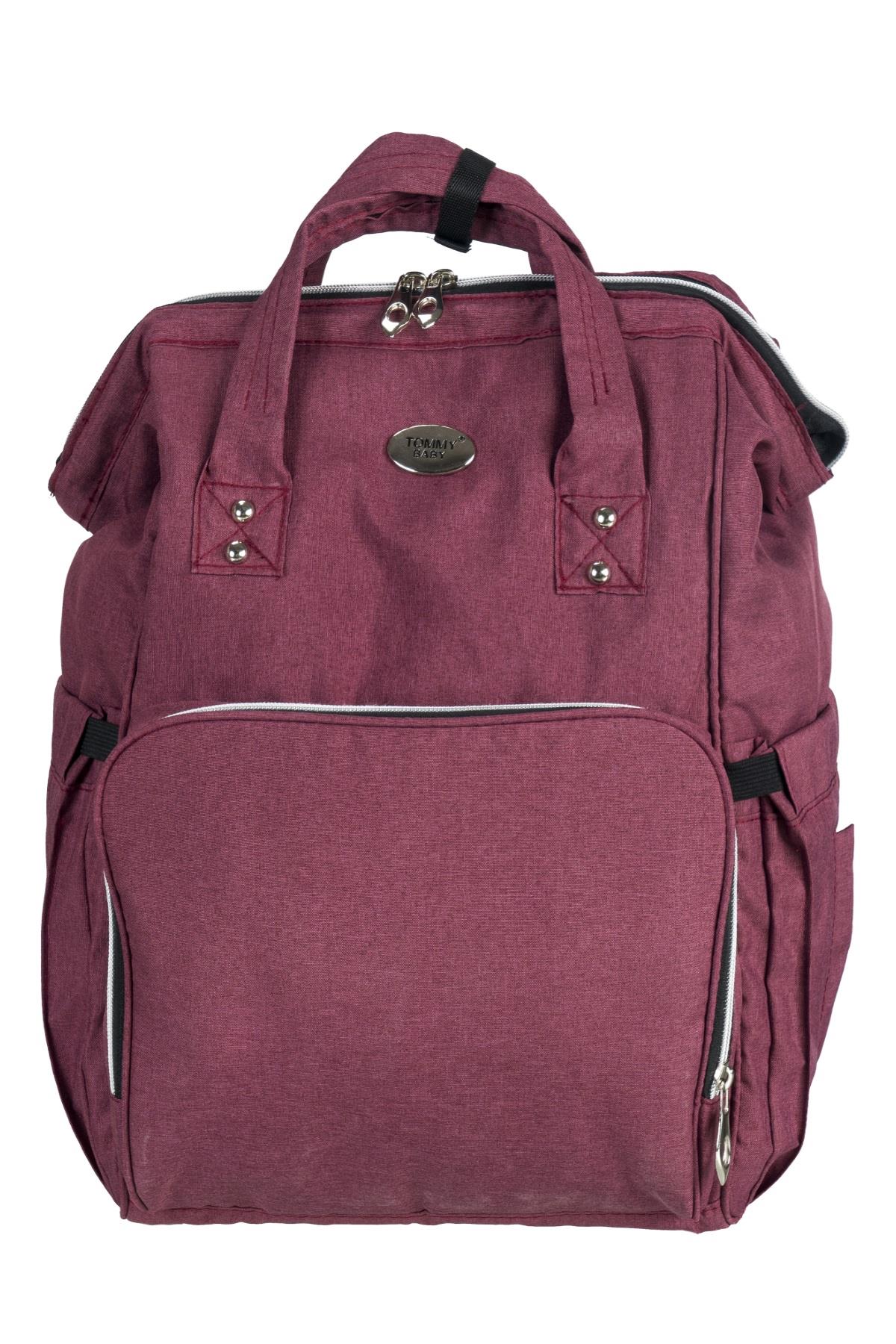 Tommybaby Lucca Anne Bebek Bakım Sırt Çantası-Ultra Hafif Keten Kumaş BORDO