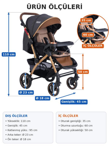 TommyBaby Tornado Travel  Çift Yönlü Bebek Arabası Seyahat Sistem Puset ANTRASİT