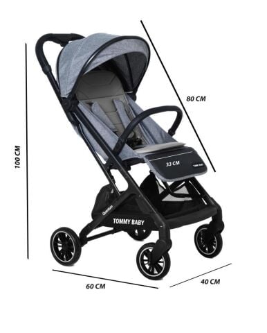 TommyBaby Quantum Kabin Bebek Arabası Kabin Boy Bebek Arabası Pedli Katlanabilir Yağmurluk Hediye SİYAH