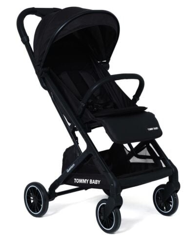 TommyBaby Quantum Kabin Bebek Arabası Kabin Boy Bebek Arabası Pedli Katlanabilir Yağmurluk Hediye SİYAH
