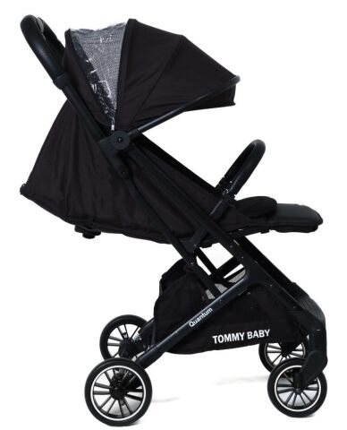 TommyBaby Quantum Kabin Bebek Arabası Kabin Boy Bebek Arabası Pedli Katlanabilir Yağmurluk Hediye SİYAH