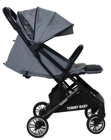 TommyBaby Quantum Kabin Bebek Arabası Kabin Boy Bebek Arabası Pedli Katlanabilir Yağmurluk Hediye GRİ