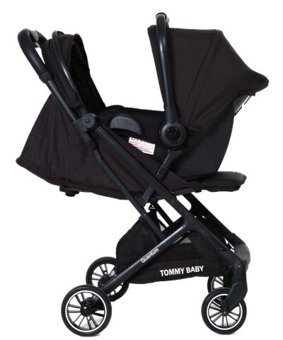 TommyBaby Quantum Kabin Travel Bebek Arabası Kabin Boy Bebek Arabası Pedli Katlanabilir Yağmurluk Hediye SİYAH
